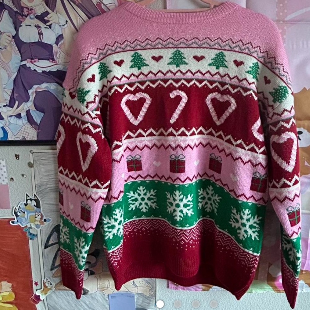 Women's Holiday Sweater - Pink, Red, Green